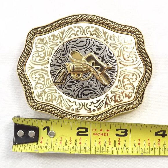 Western Hat and Revolver Southwestern Style Belt Buckle - Picture 3 of 11
